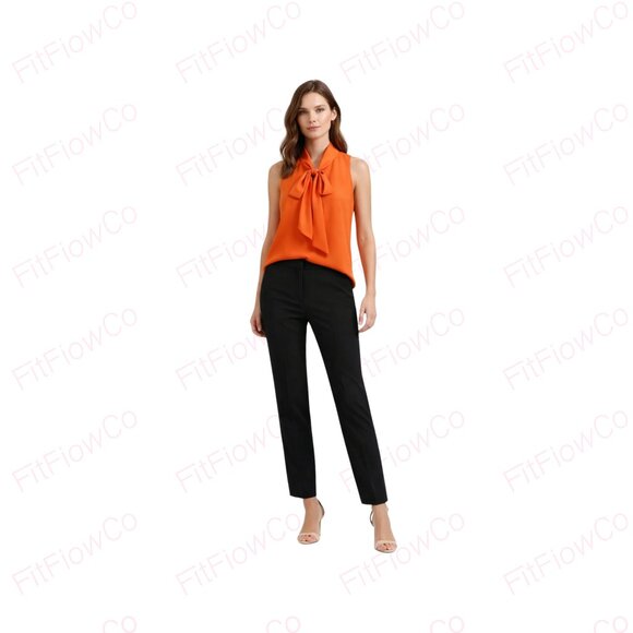 Bar III Tops - Bar III Sleeveless Tie-Neck Bow Blouse Orange XXS NWOT